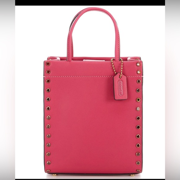 COACHGlove-Tanned Leather Crystal Rivets Mini Cashin Tote Bag
